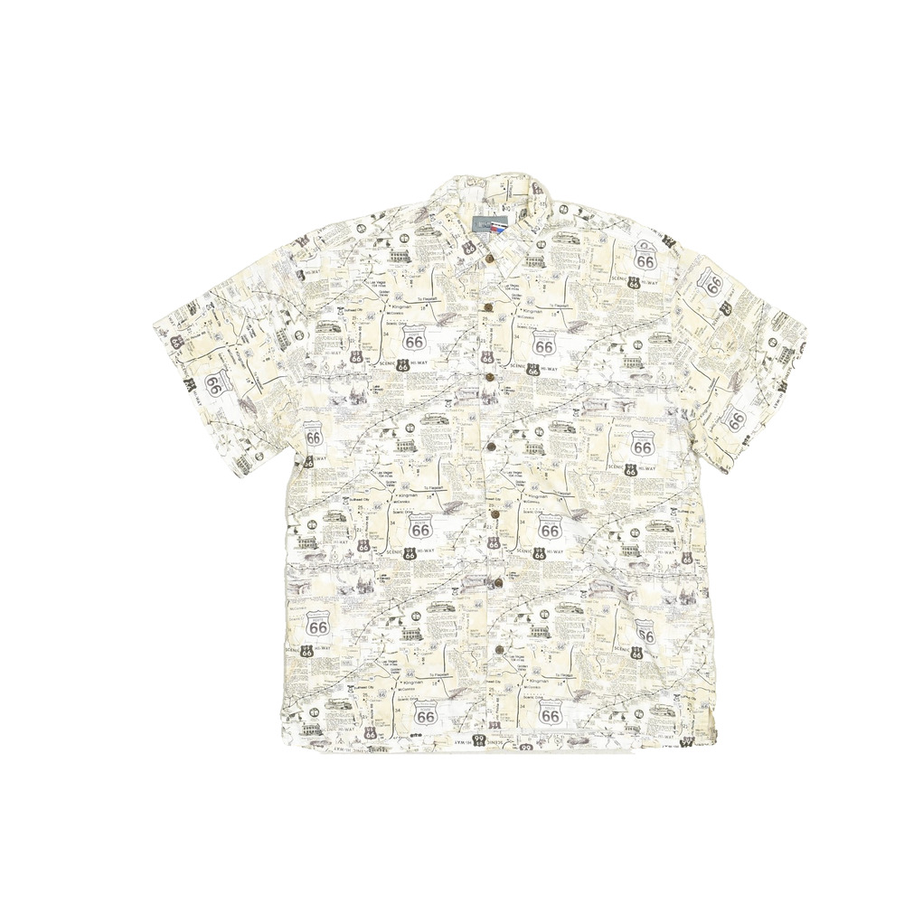 High Seas Trading Co. Route 66 Map Short Sleeve Shirt Men's Size XXL USA Made
